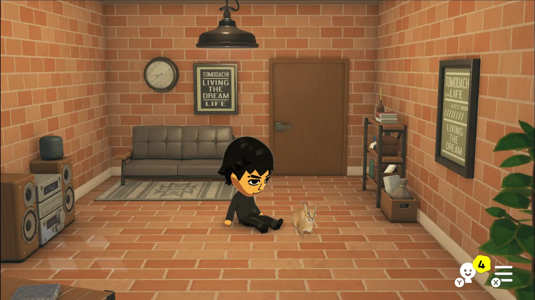 Tomodachi Life in-game scene illustrating pet goods customization